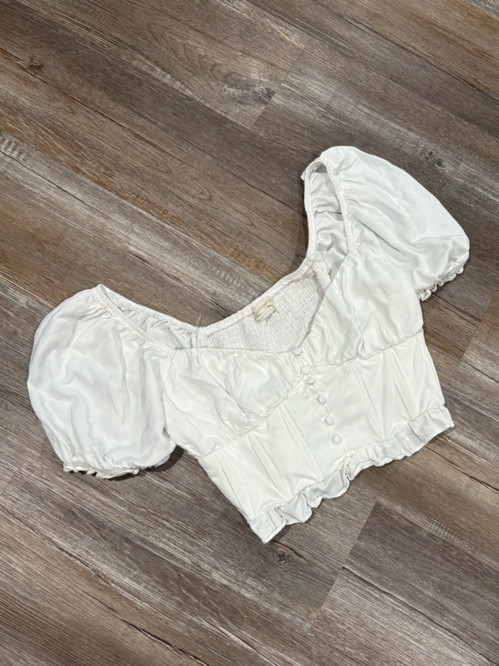Urban Outfitters White Puff Sleeve Crop Top